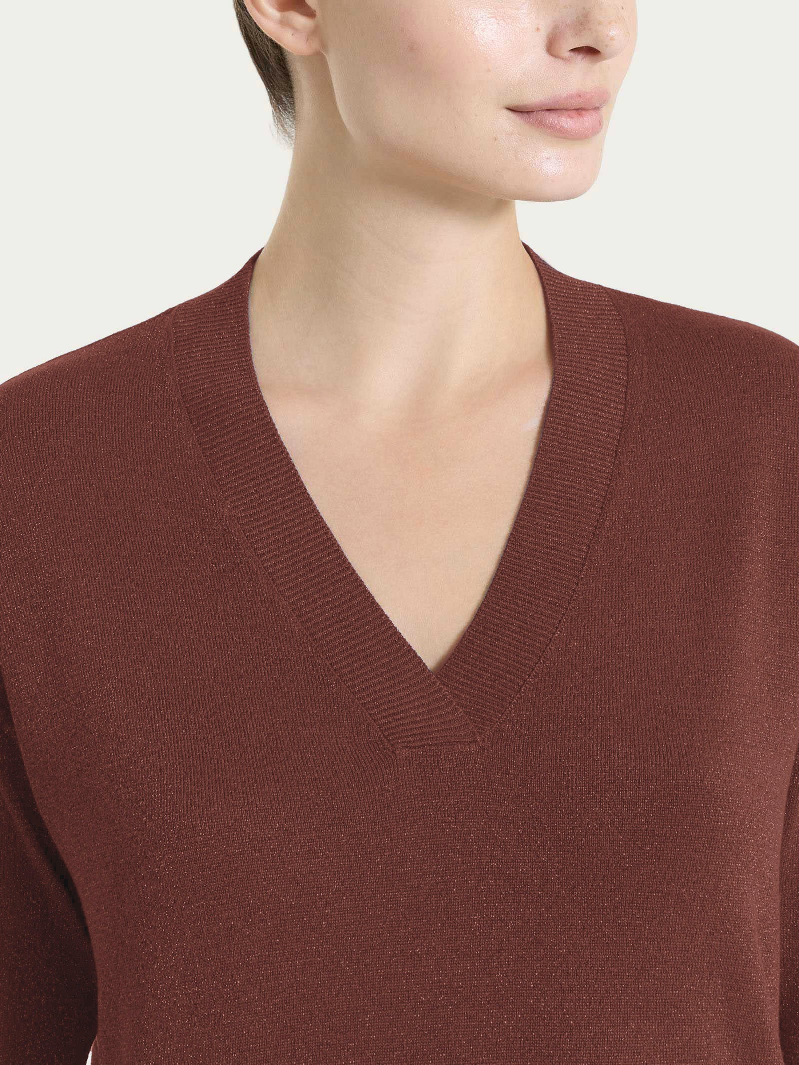 Ragno Summertime Lurex Maglia Scollo a V Cappuccino