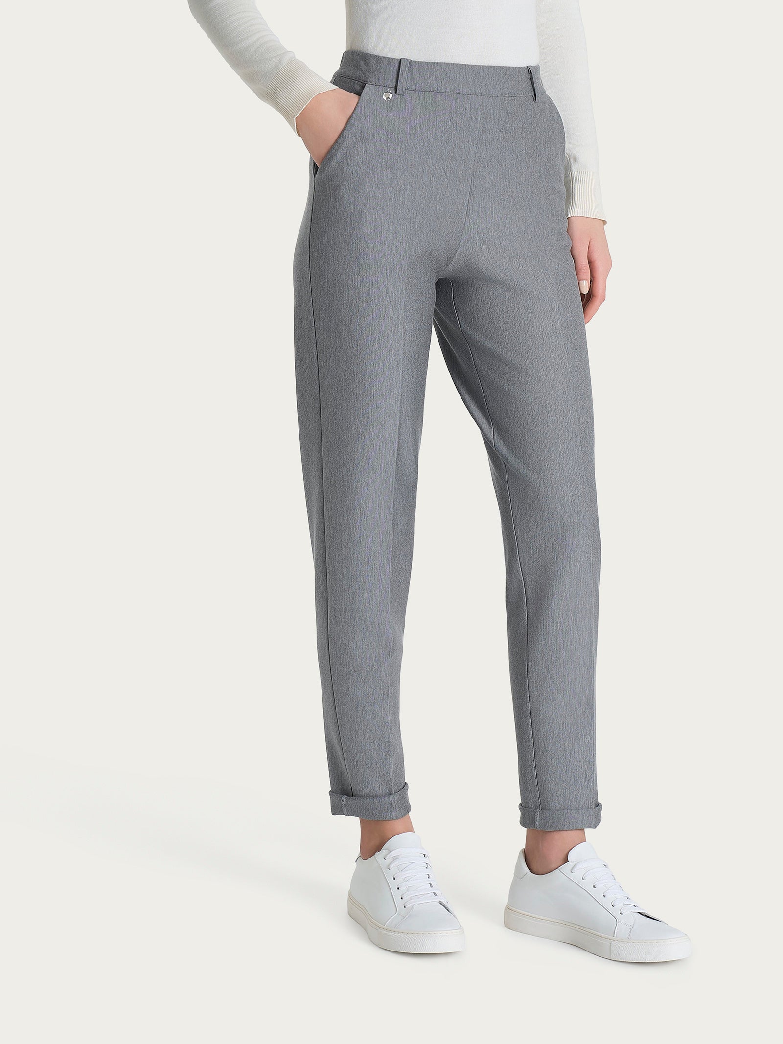 Ragno Compact Pantalone Chino Slim Grigio Melange
