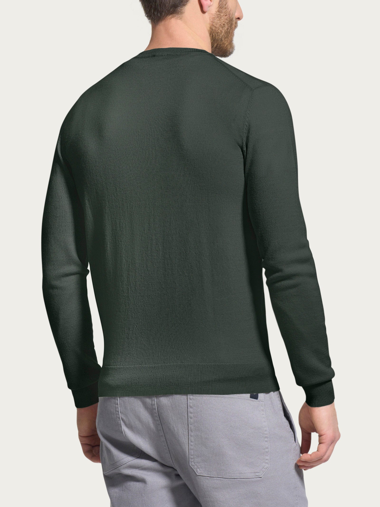Ragno Merino Soft pullover girocollo lana verde Kombu