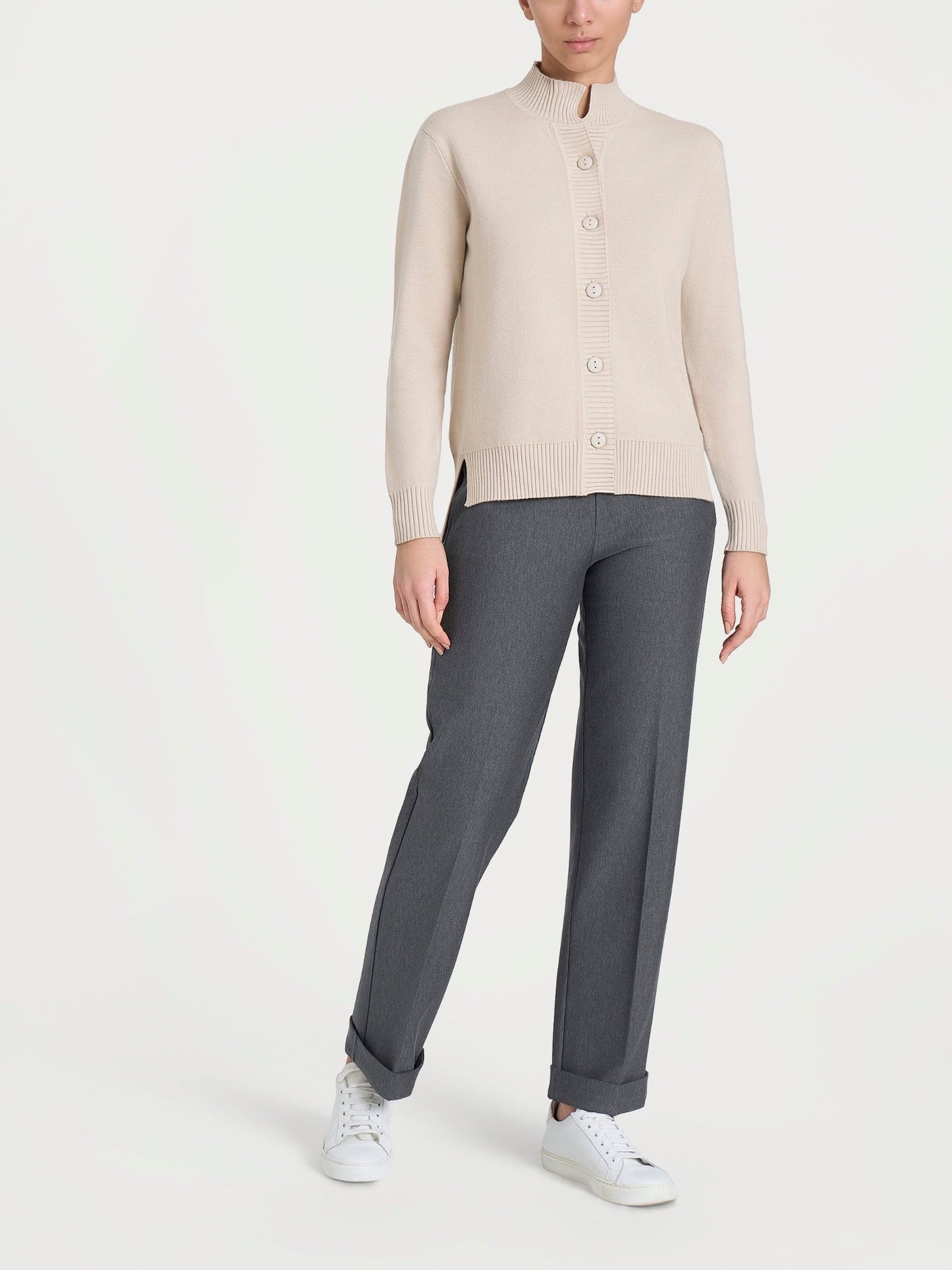 Ragno Four Seasons Cardigan Collo Alto Champignon Super Soft
