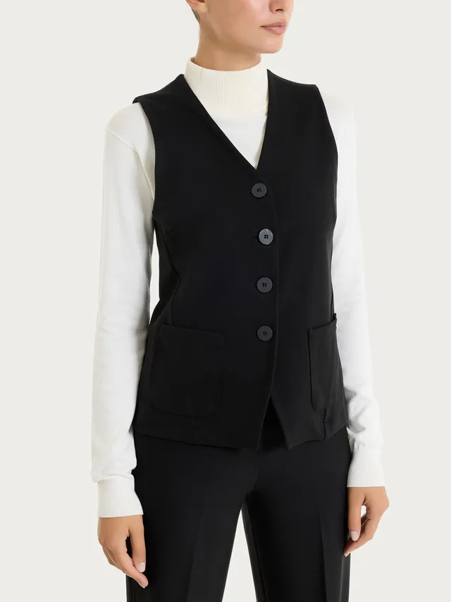 Ragno Cashmere Compact gilet 4 bottoni nero