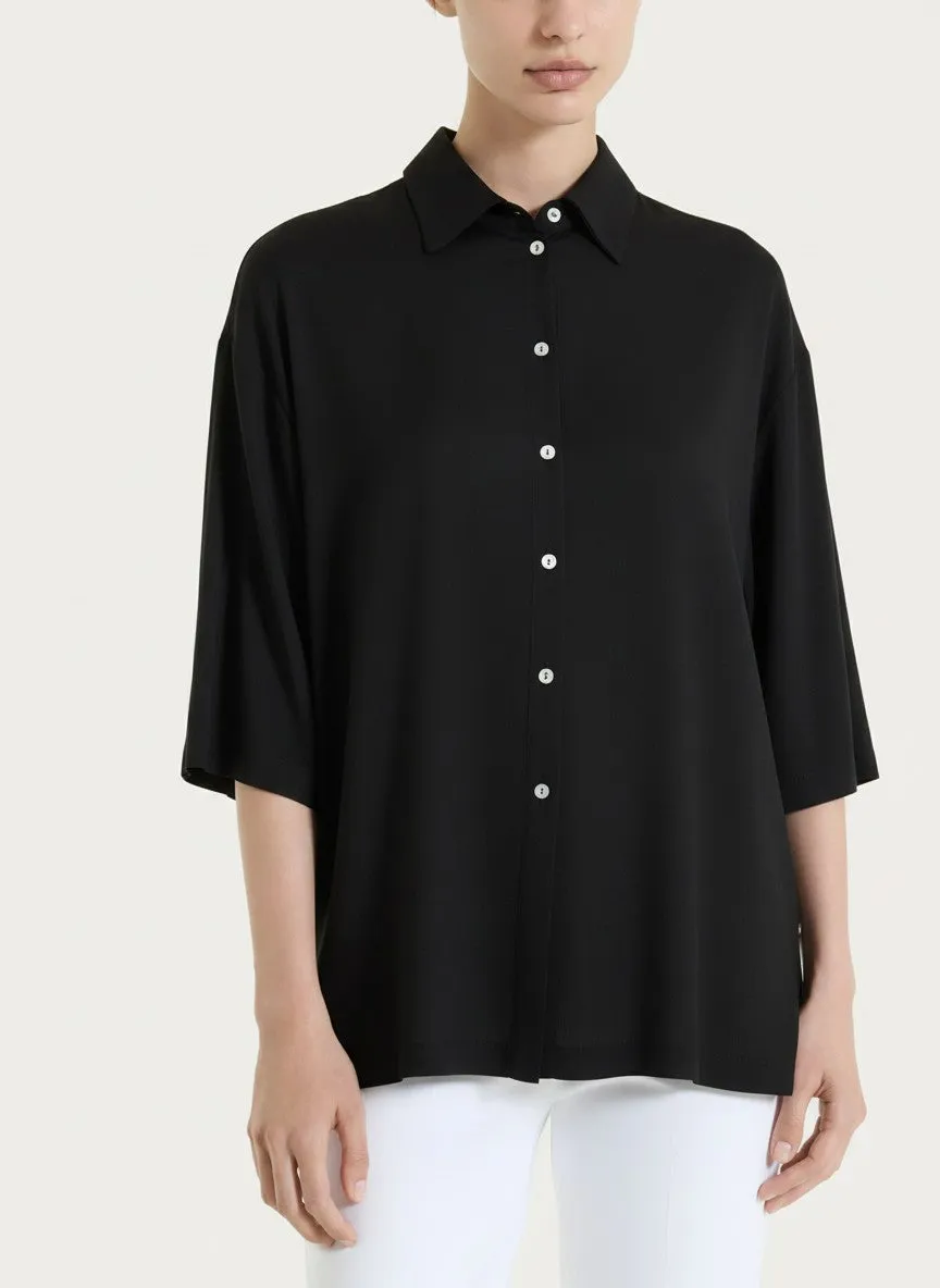 Ragno Voile Stretch camicia manica 3/4 Nero morbida
