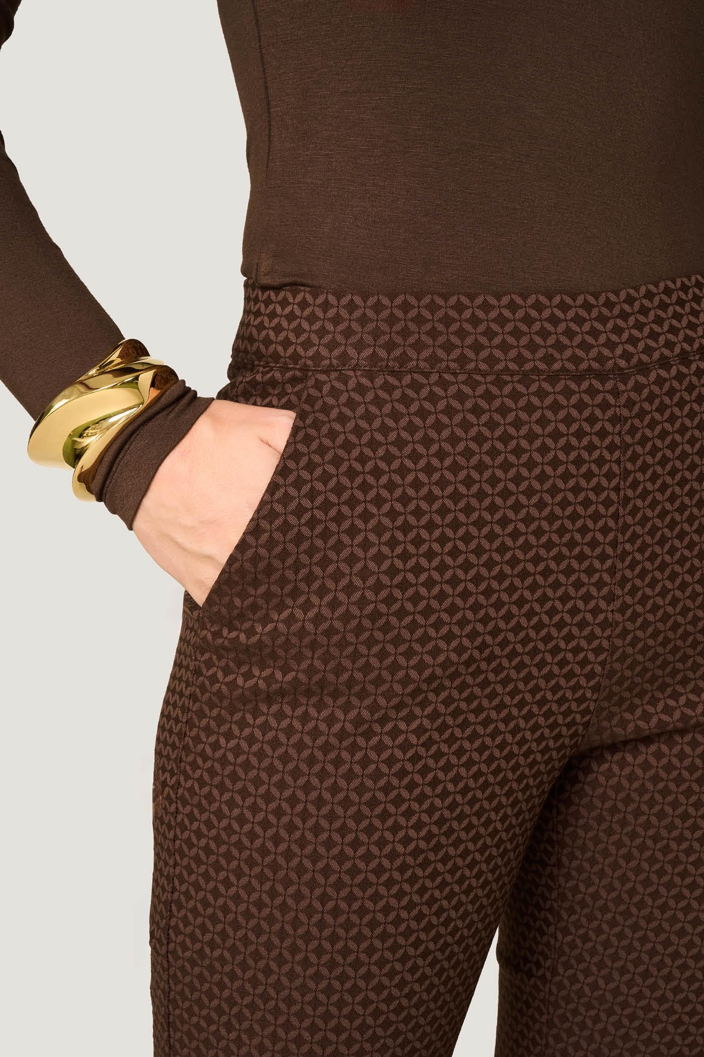 Goldenpoint Pantaloni Straight Viscosa Fantasia Geometrica