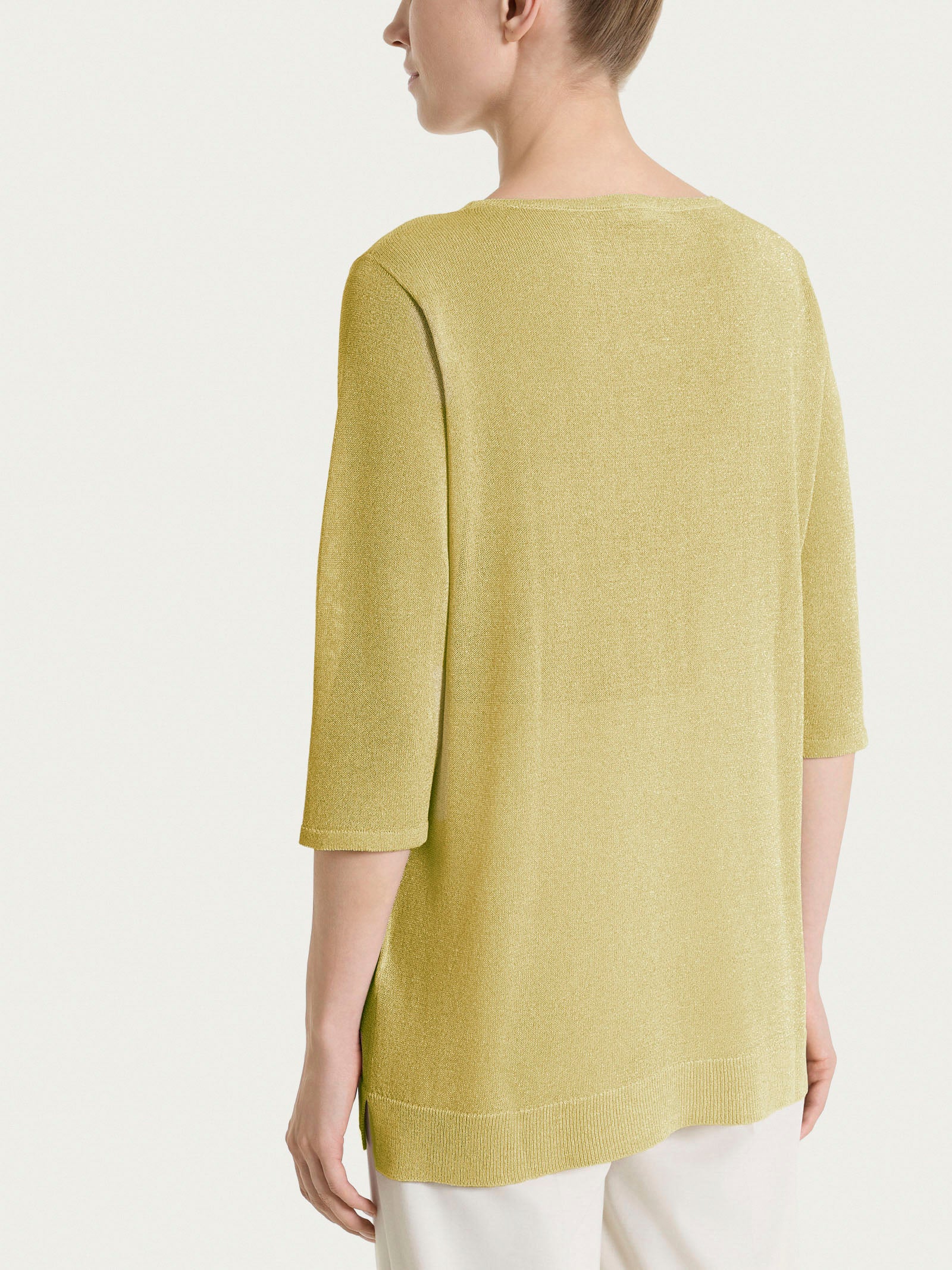 Ragno Crêpe Lurex maglia barchetta Khaki manica 3/4