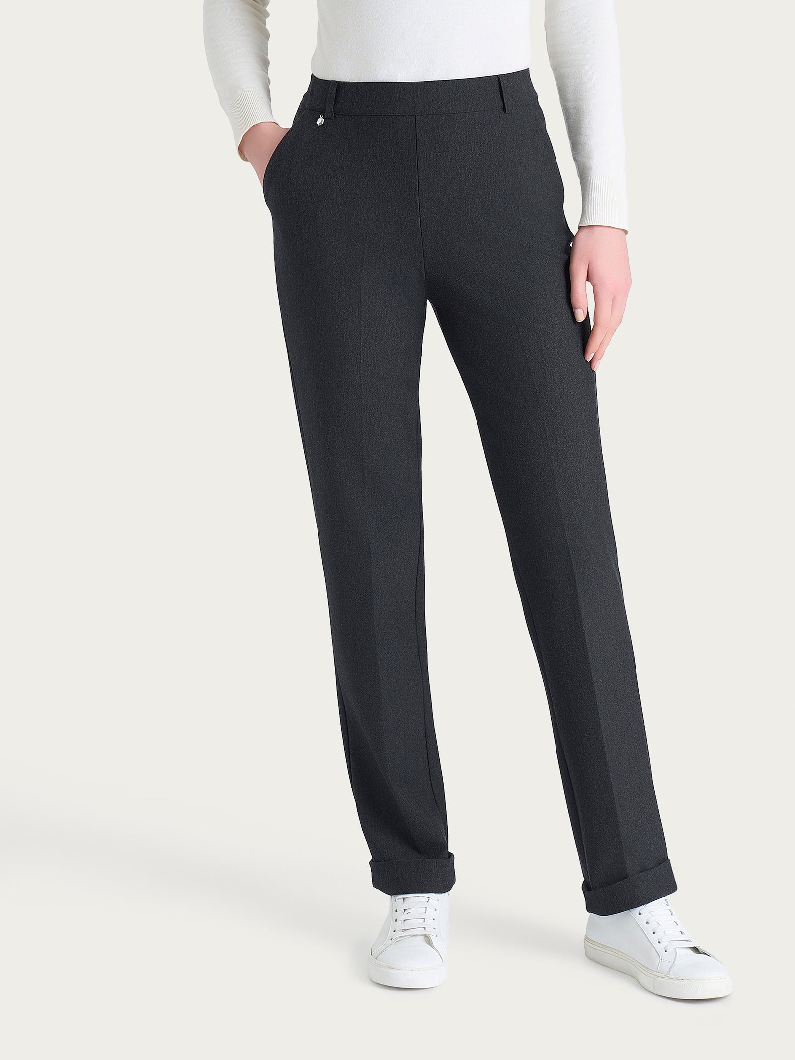 Ragno Compact Pantalone Ampio con Tasche Nero Melange