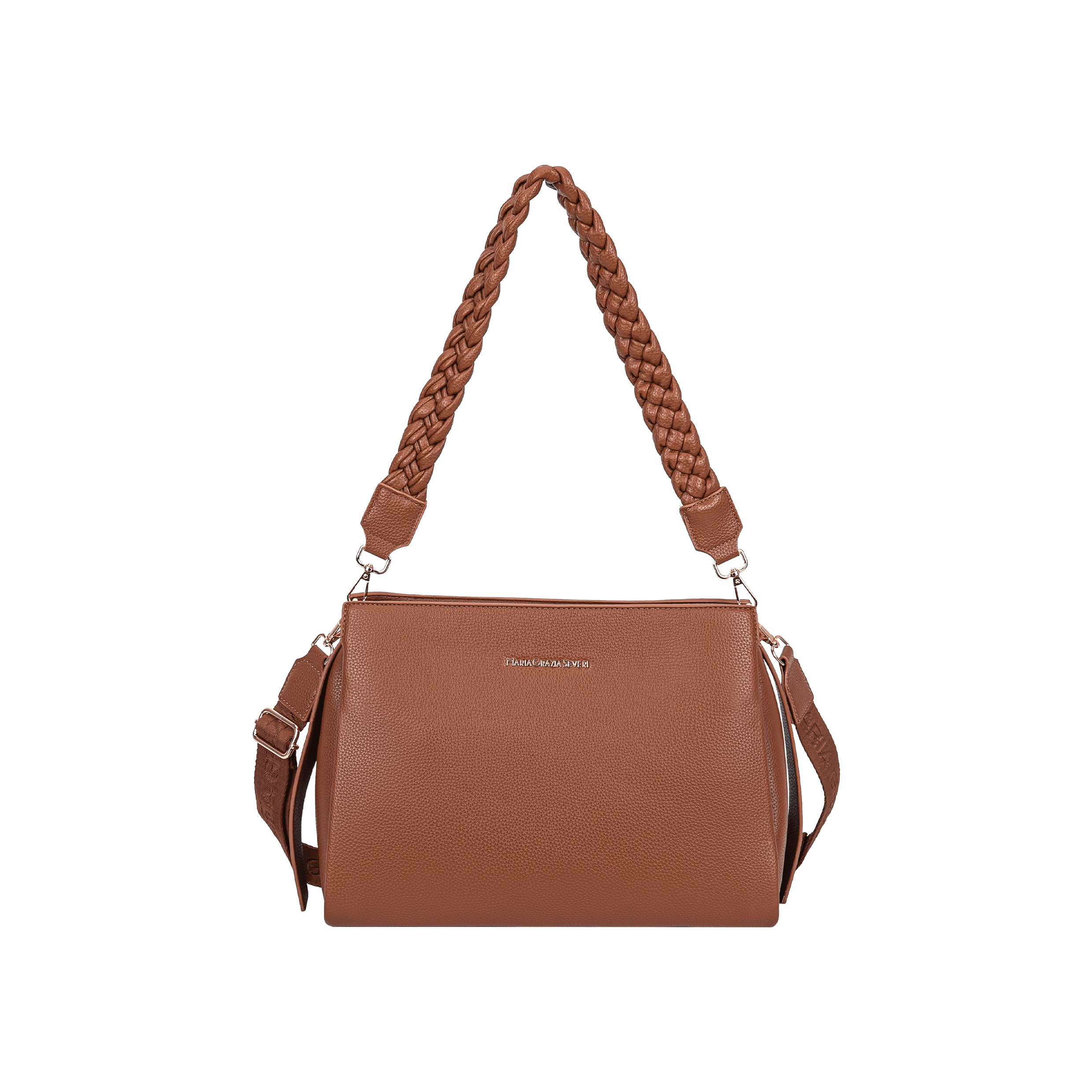 Maria Grazia Severi borsa tracolla pelle martellata manico intrecciato