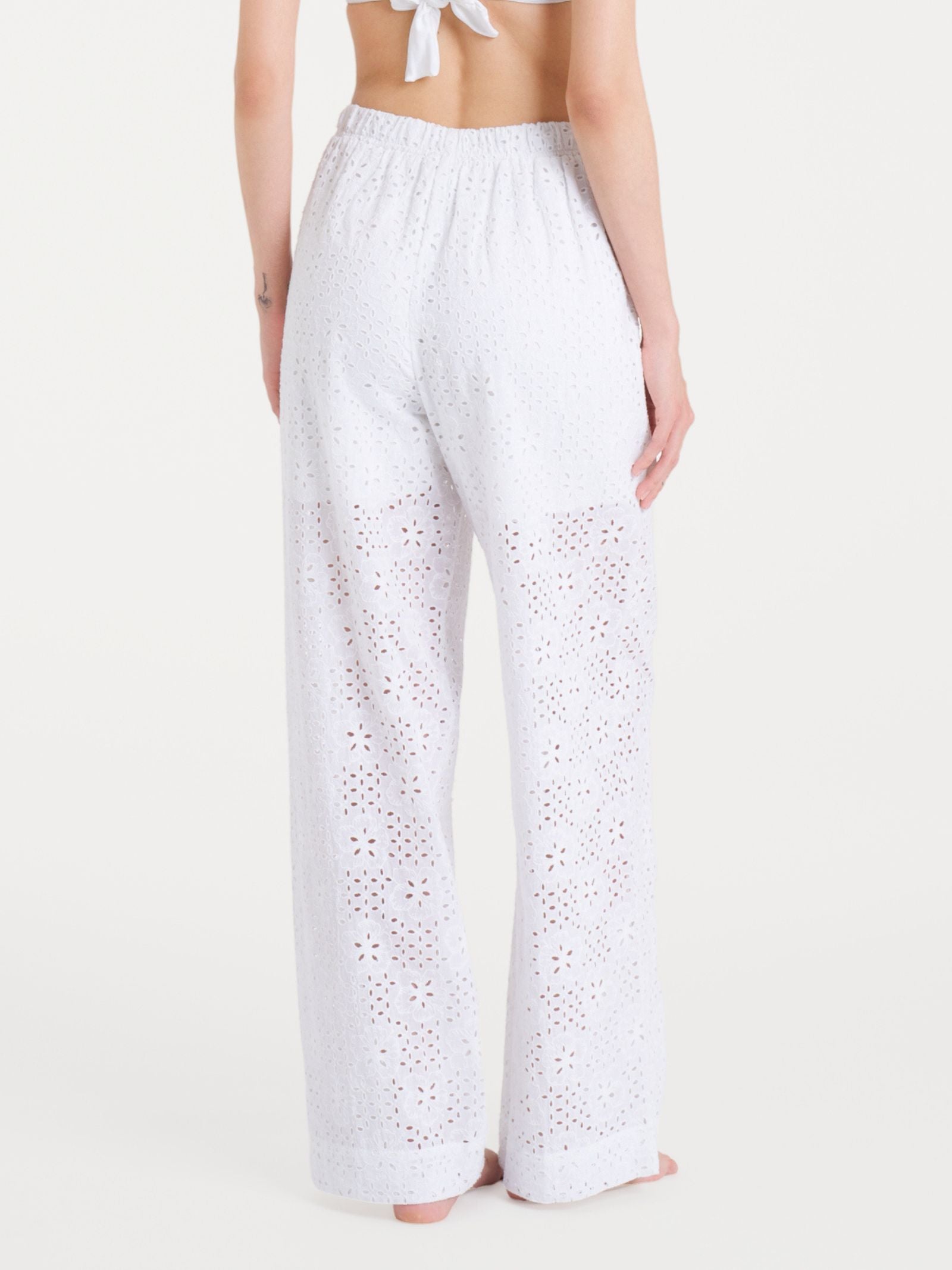 Ragno Sangallo Pantalone Ampio Donna Bianco Cotone
