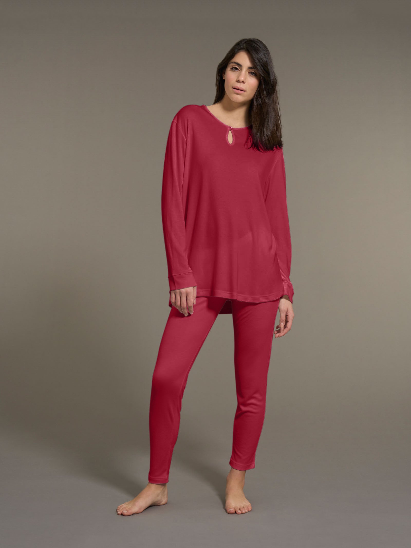 Ragno Pigiama Lungo Scollo Goccia micromodal rosso Tibetan Red