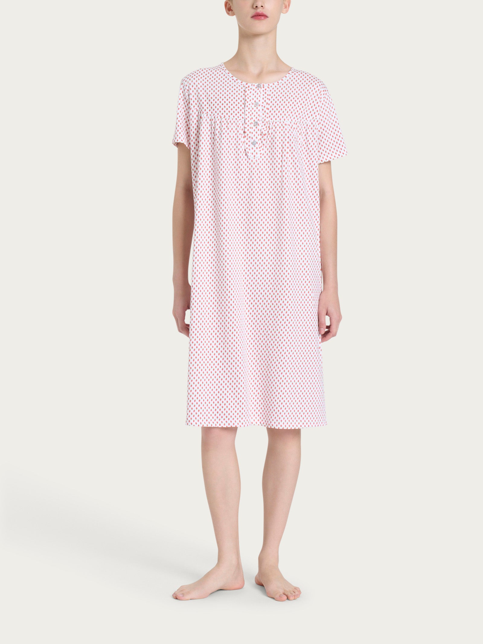 Ragno Jersey Camicia da notte fantasia bianco cotone