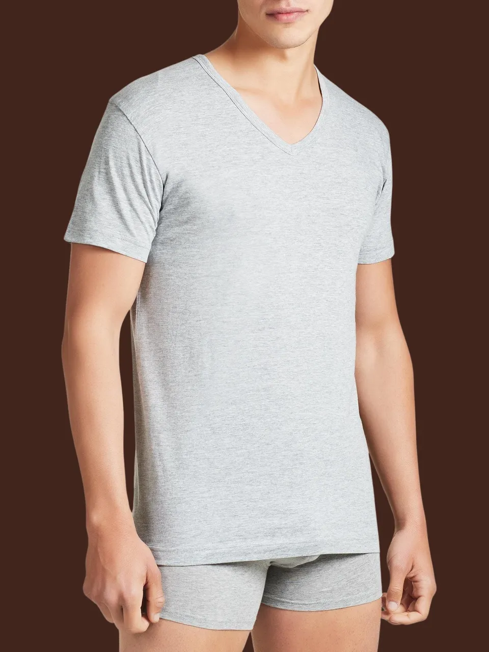 Ragno 100% Cotton maglietta scollo V argento bipack cotone
