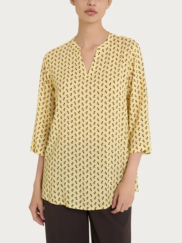 Ragno EcoSeta Blusa scollo V Fant. Pale Banana viscosa