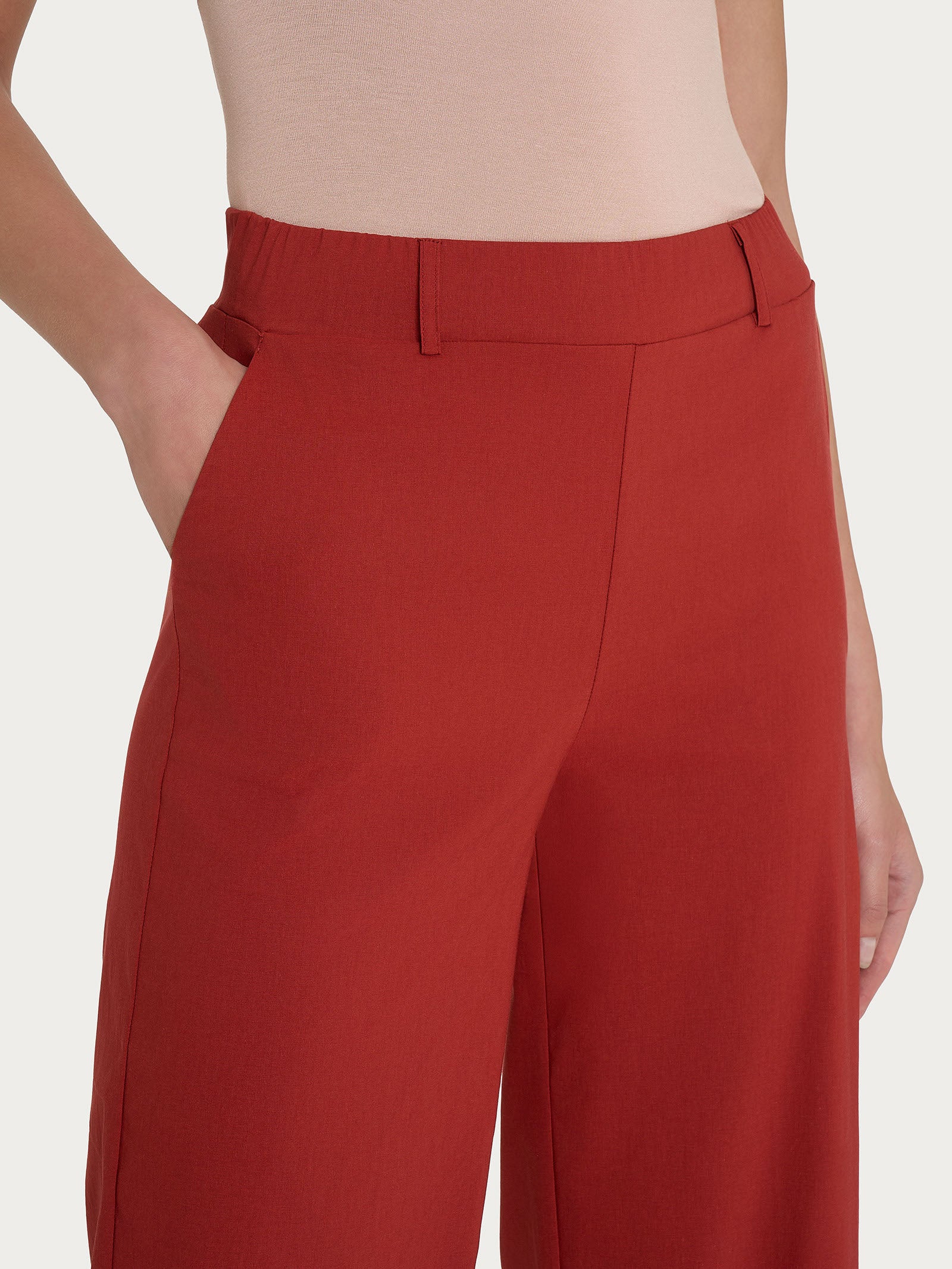 Ragno Super Fresh Pantalone Ampio Wide Leg Red Ochre