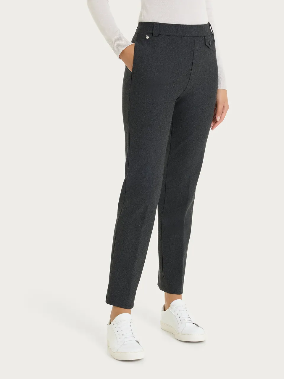 Ragno Compact The Straight Leg pantalone nero Oscuro Mel. vita elasticizzata
