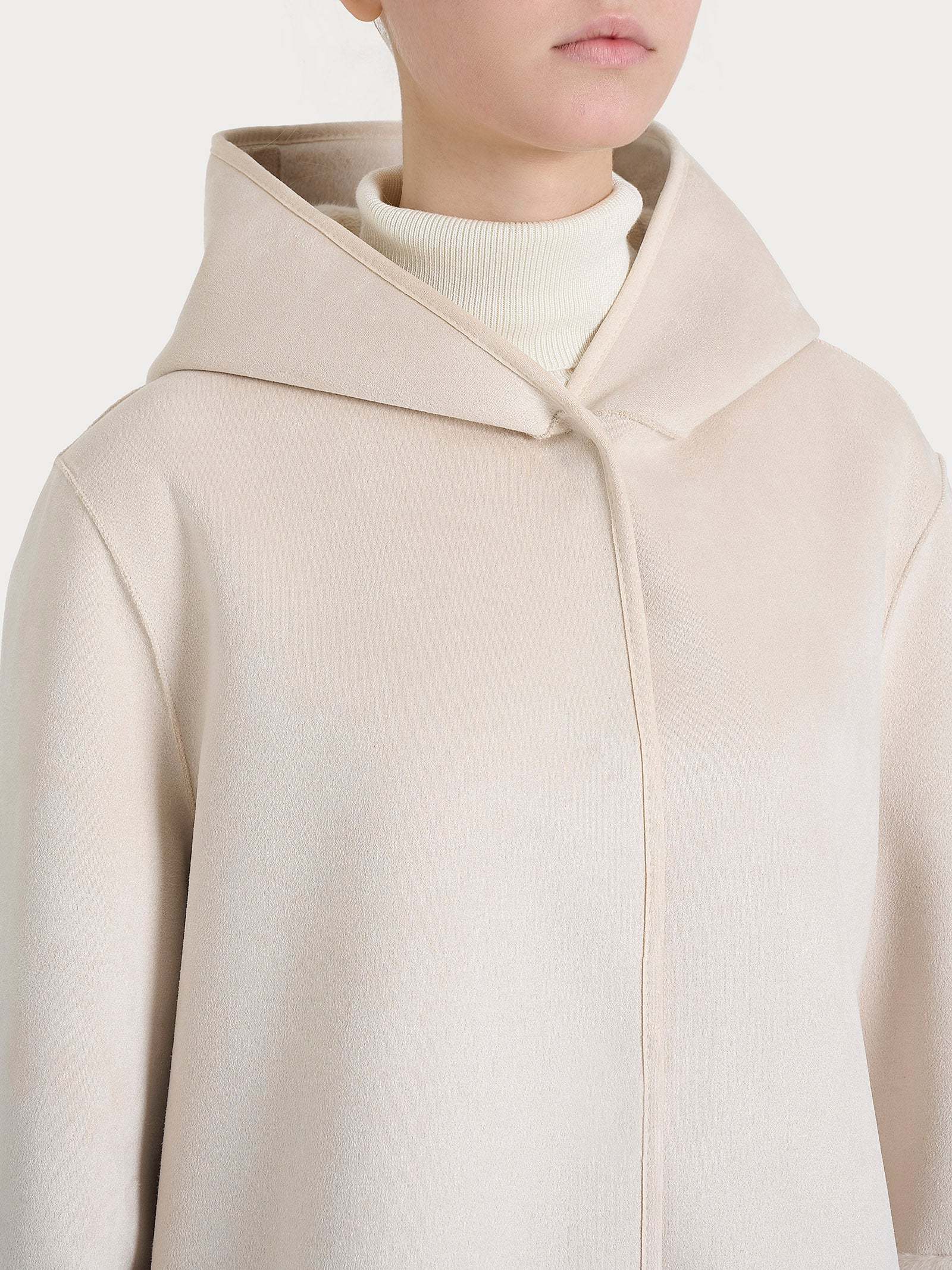 Ragno SL giacca cappuccio double-face Champignon shearling