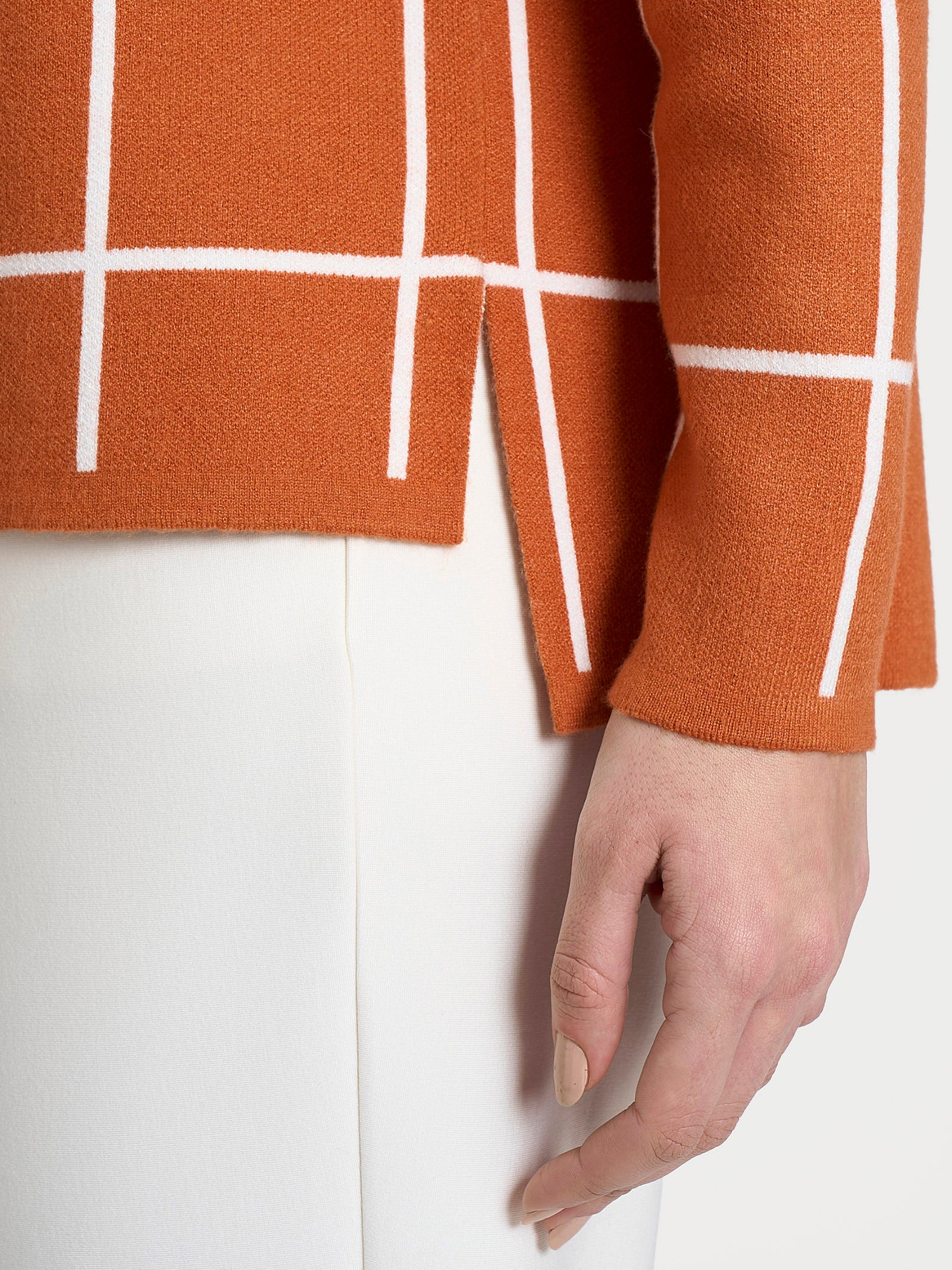 Ragno Super Soft Cardigan aperto check Fant. Rust morbido