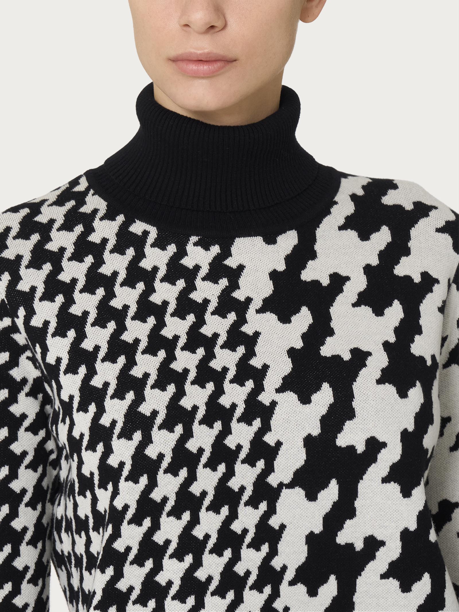 Ragno Winter Cotton dolcevita maglia cotone nero pied de poule