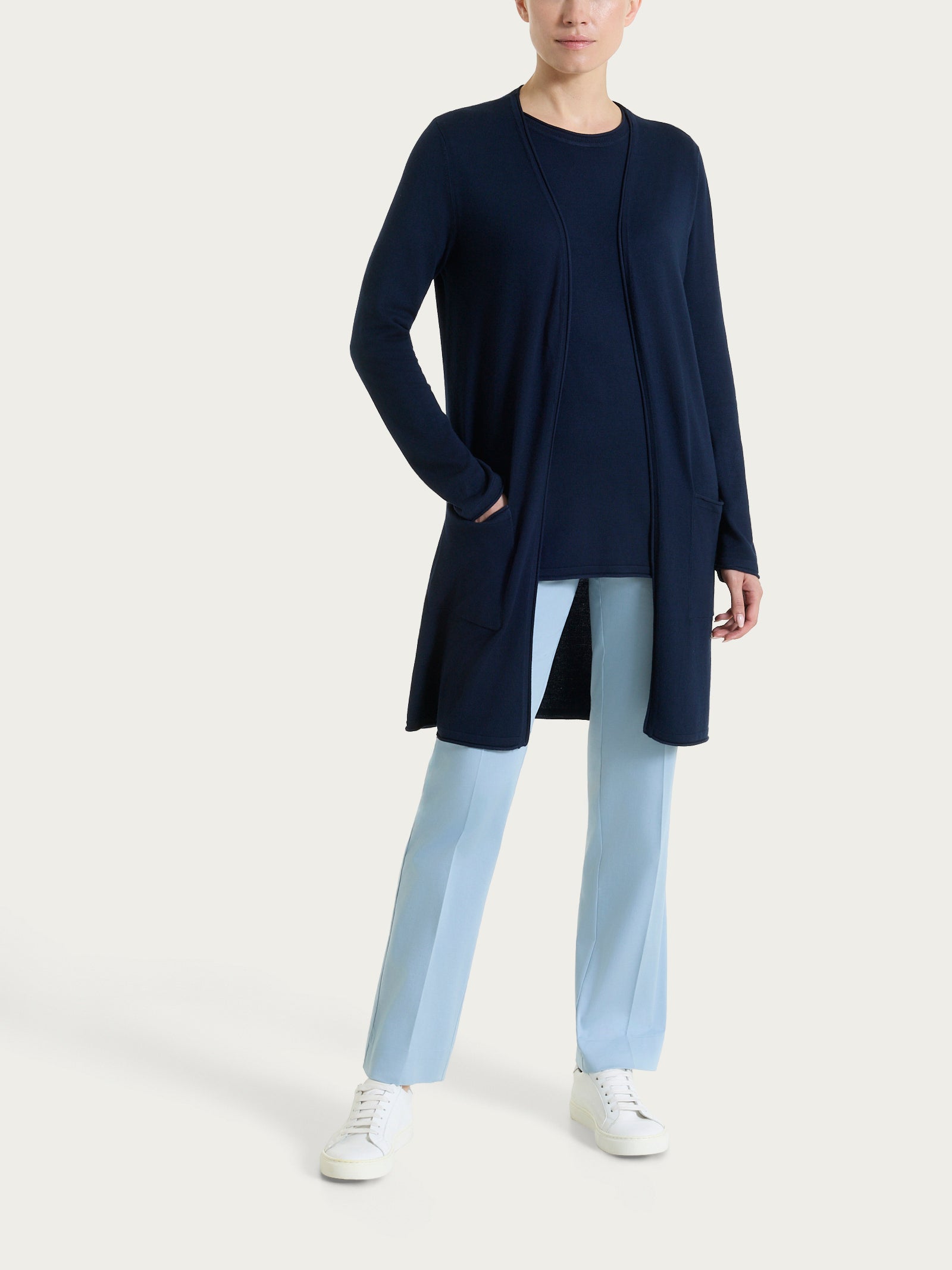 Ragno Summertime Cardigan Lungo Aperto Bleu Viscosa