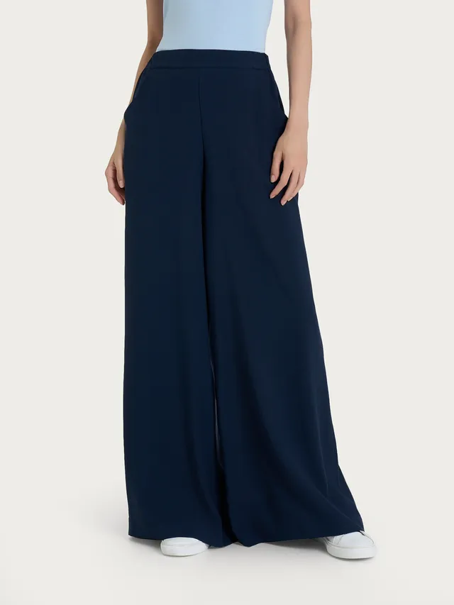 Ragno EcoSeta pantalone palazzo viscosa bleu