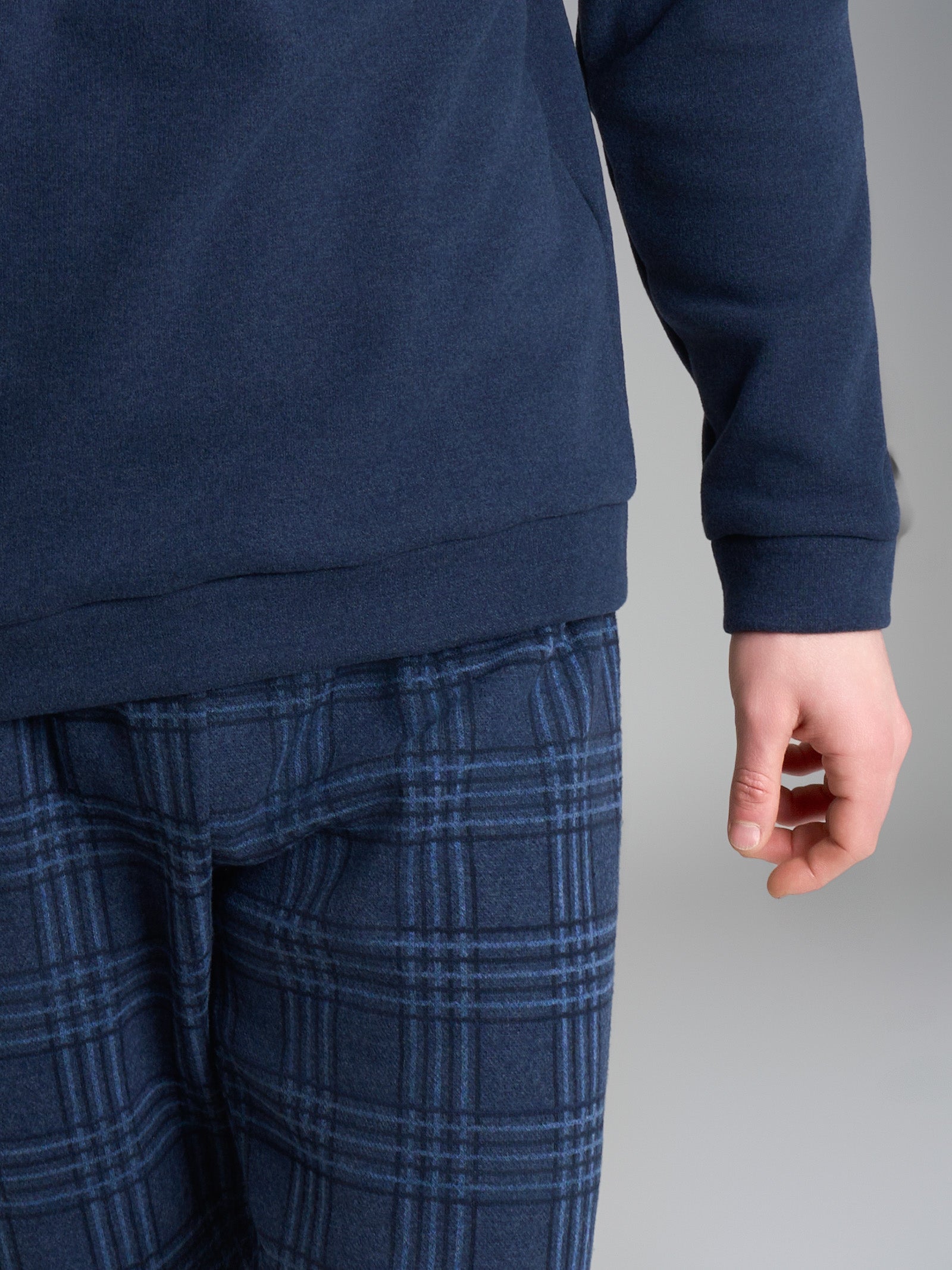 Ragno Cotton Eco Pile pigiama serafino indigo a quadri