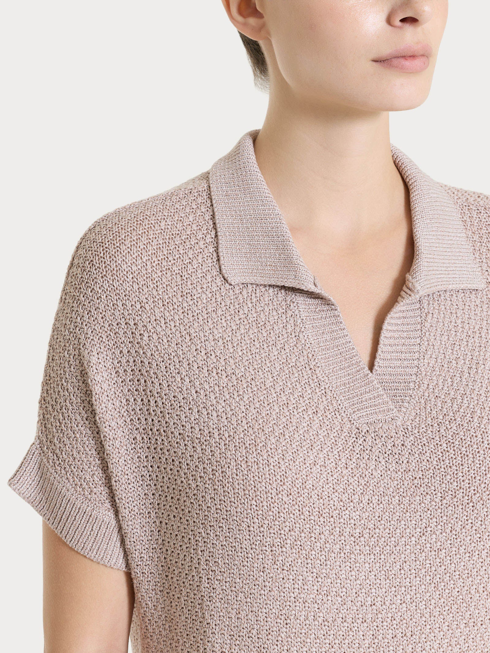 Ragno Polo Lurex Rice Stitch maglia rosa Sphinx luminosa