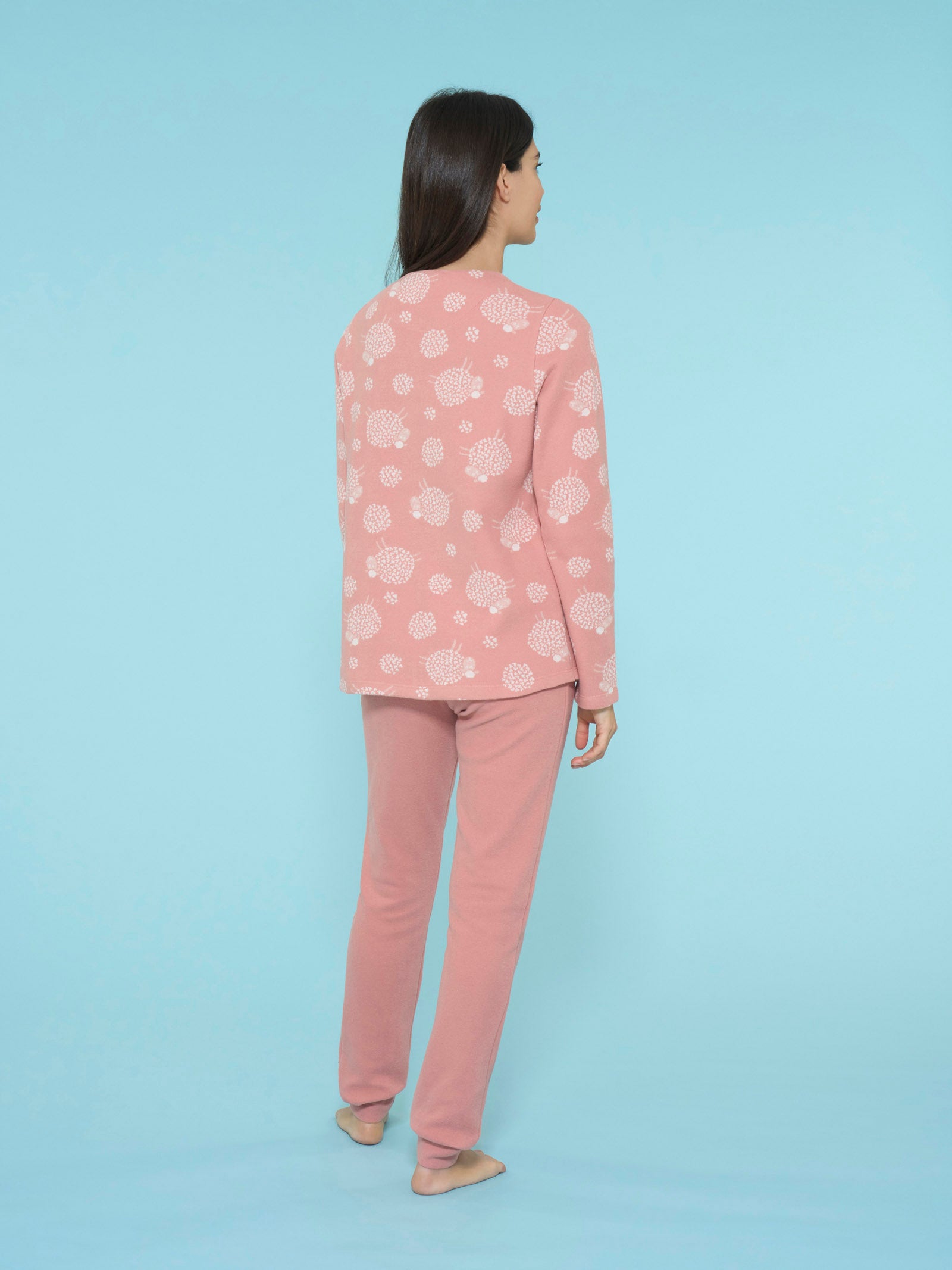 Ragno Cotton Eco Pile Pigiama Serafino Donna Fant.Pesco Caldo
