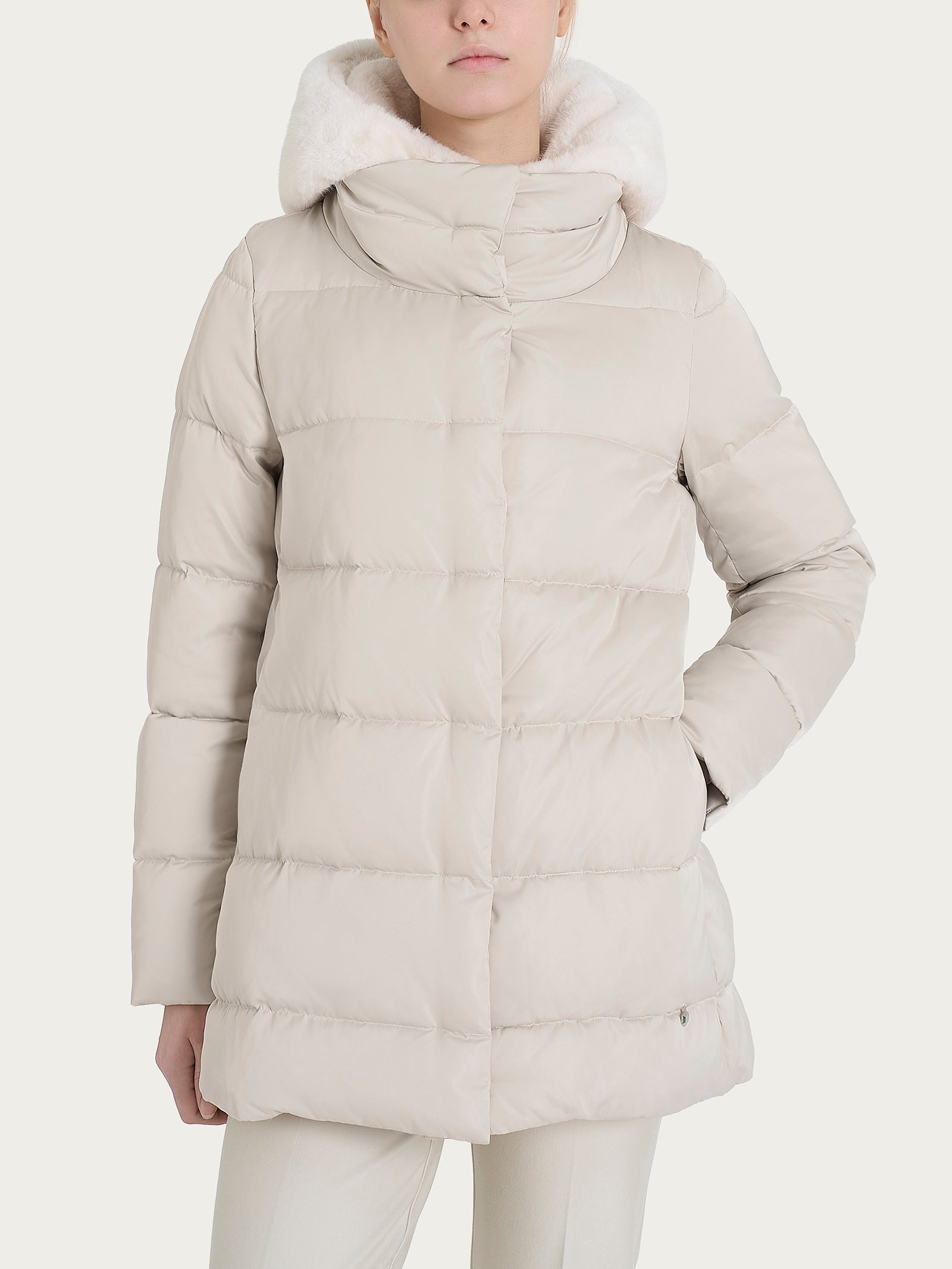 Ragno Vegan Fur Piumino Donna Champignon con Cappuccio