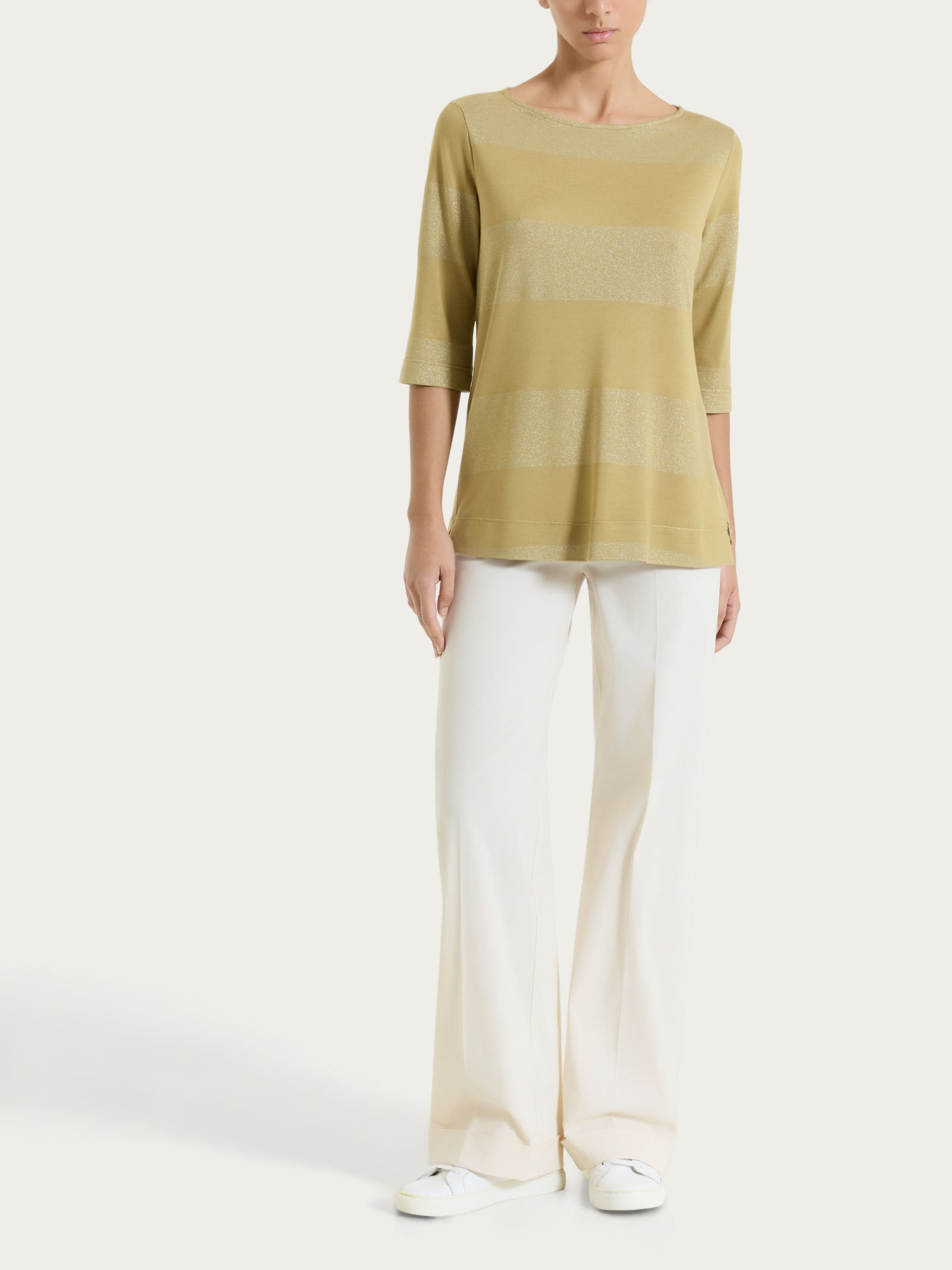 Ragno Summer Light Maglietta Barchetta Righe Fant. Khaki lurex