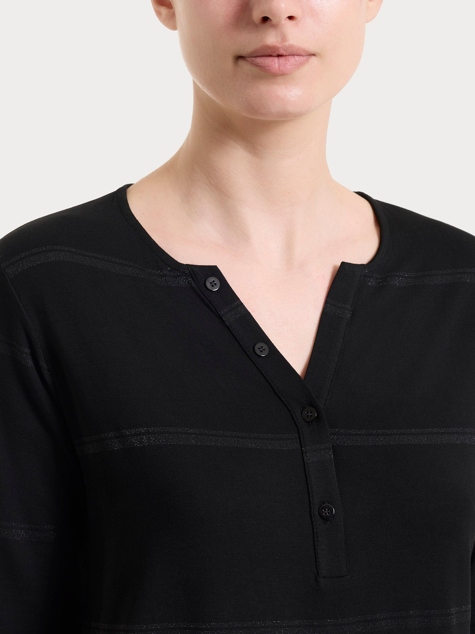 Ragno Viscosa Summer Maglietta righe lurex nera