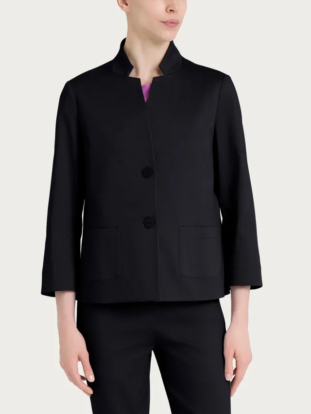Ragno Satin Power Blazer Corto Nero cotone elasticizzato