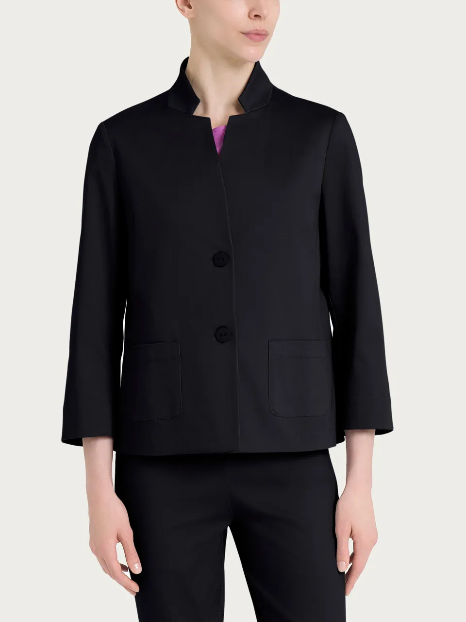 Ragno Satin Power Blazer Corto Nero cotone elasticizzato
