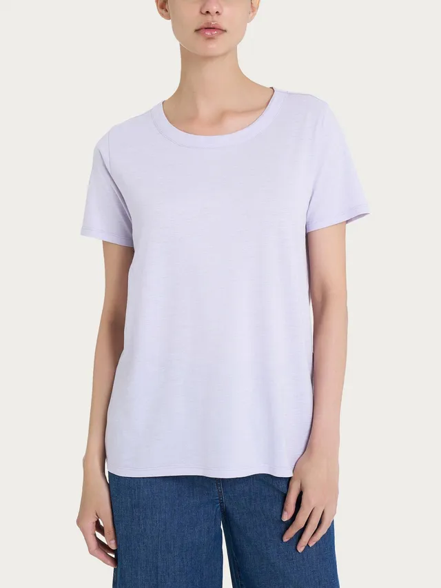 Ragno Slub Jersey T-shirt Girocollo Rosa Thistle