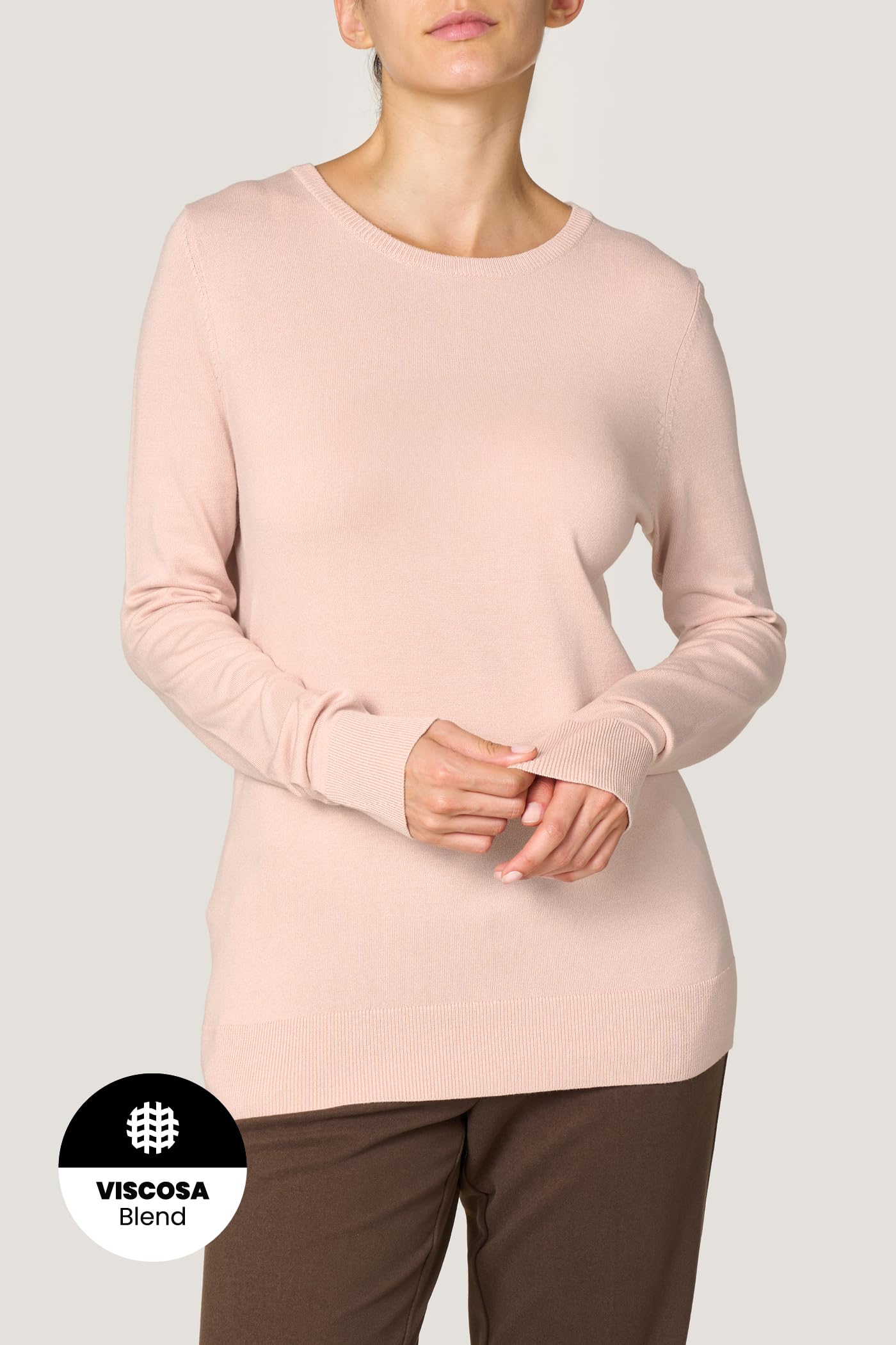 Goldenpoint Rasata Girocollo Maglia Manica Lunga Misto Viscosa