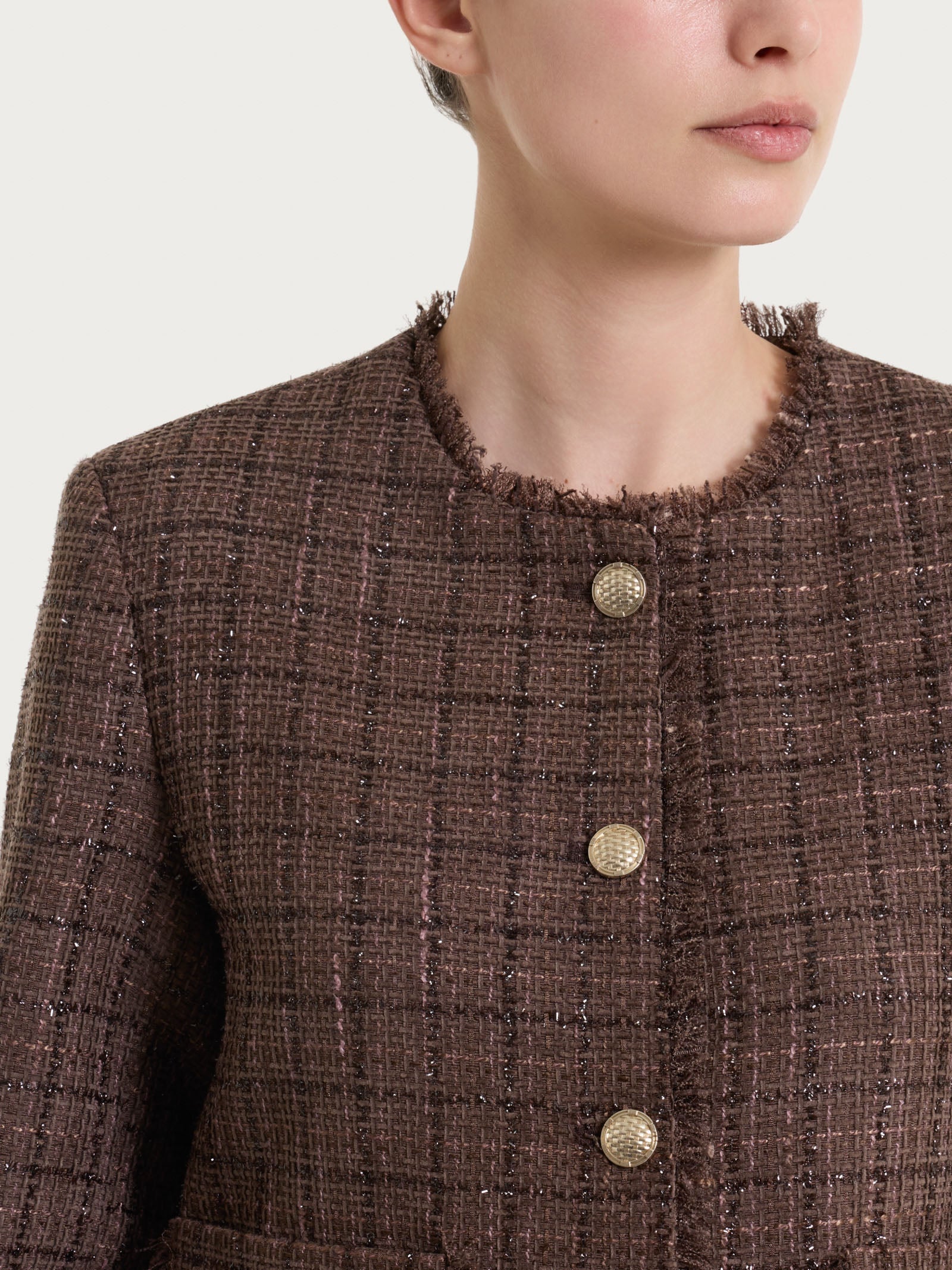 Ragno Compact giacca corta boucle Raisin