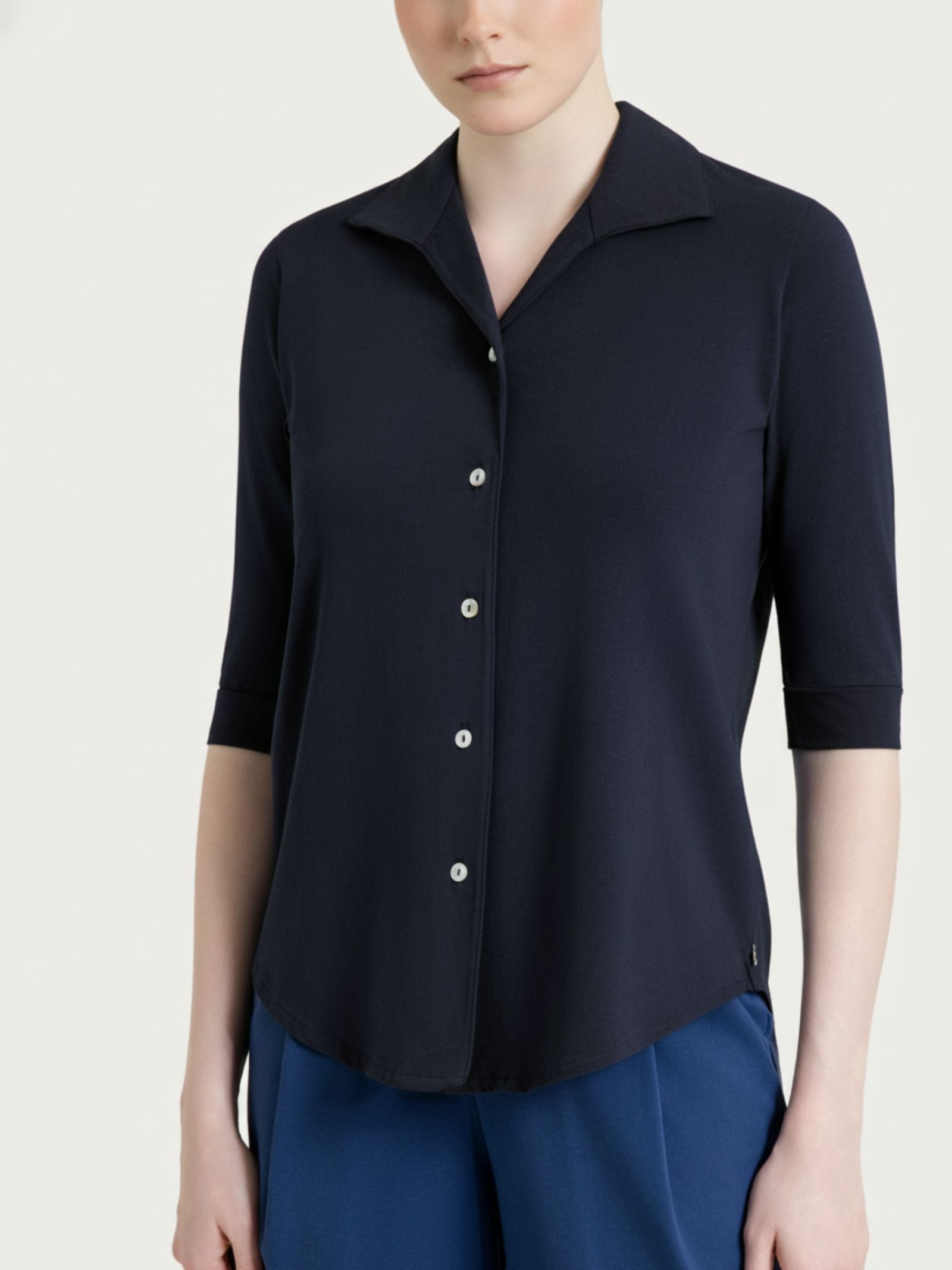 Ragno Ultralight Camicia Manica 3/4 Cotone Blu