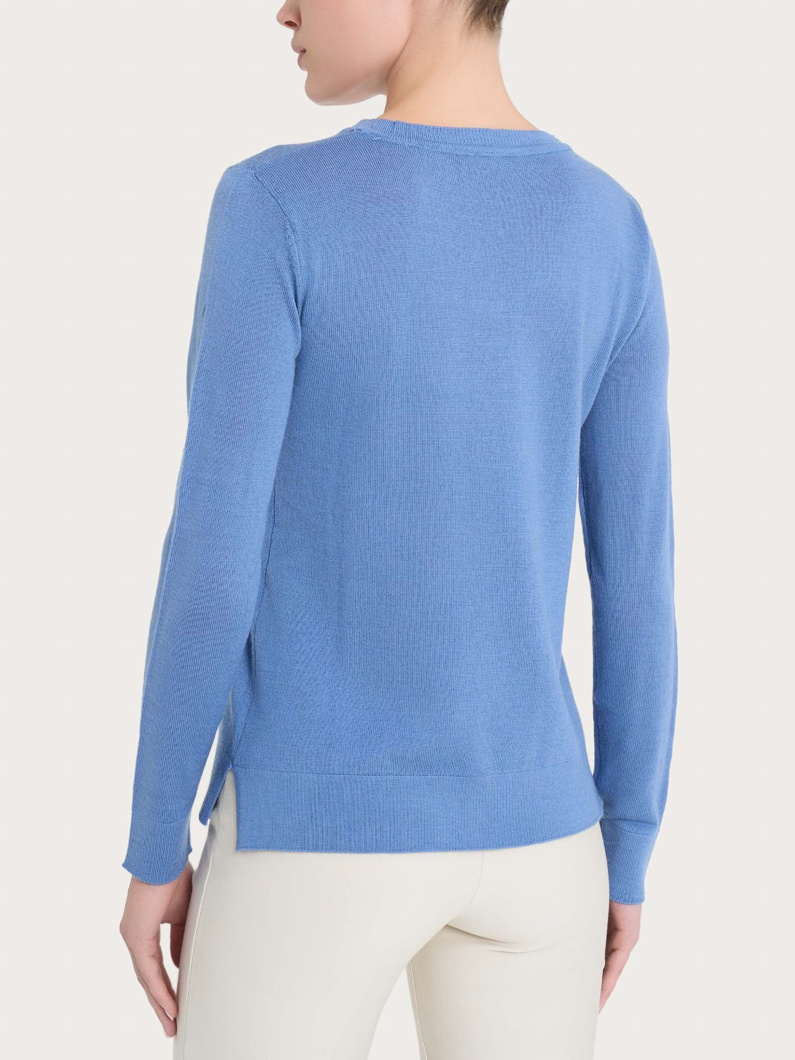Ragno Merino Soft Maglia Donna Colony Blue Girocollo Pura Lana