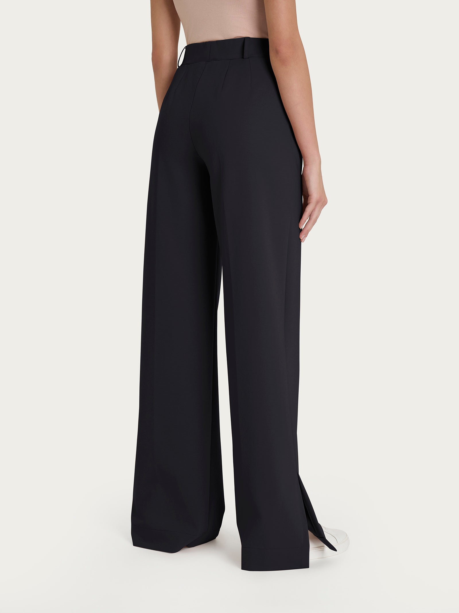 Ragno Pantalone palazzo Compact Light nero wide leg tasche