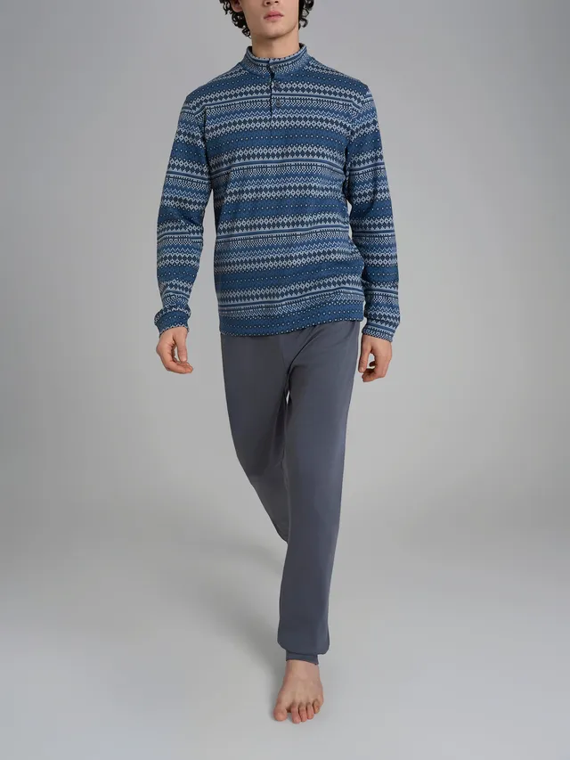 Ragno Lupetto Pigiama Lungo pigiama cotone interlock blu ensign