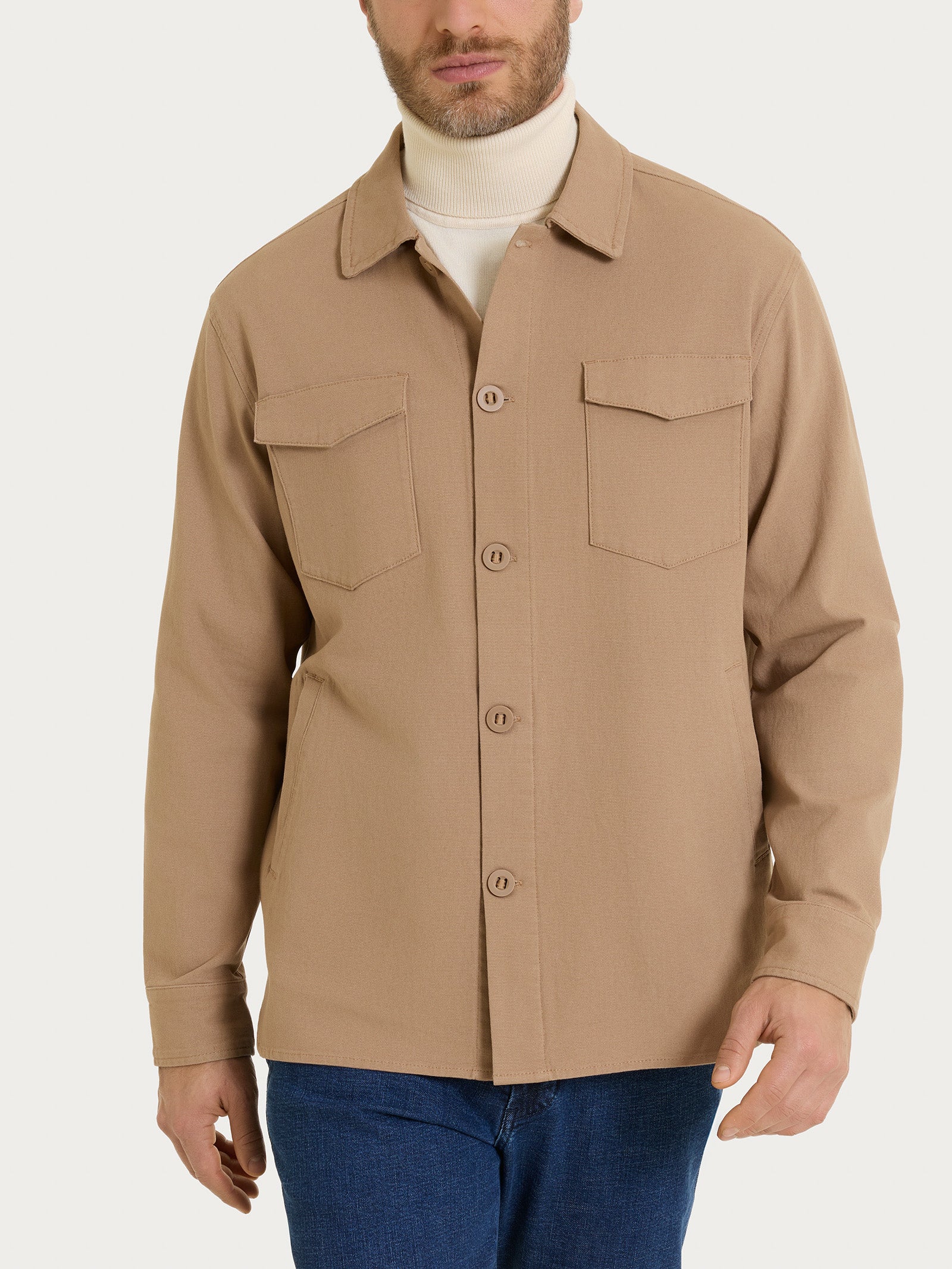 Ragno Shacket Canvas Stretch giacca uomo Tiger's Eye cotone