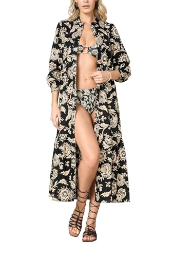 Goldenpoint Exotic Garden Chemisier Lungo Copricostume Cotone Floreale