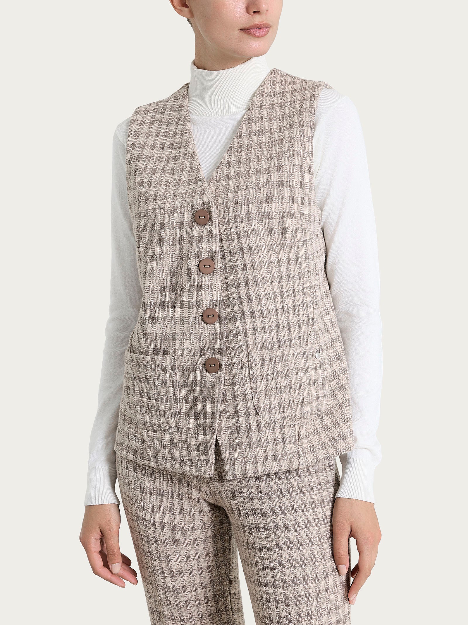 Ragno Gilet 4 Bottoni Eco Jacquard Pine Bark