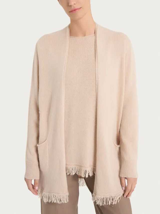 Ragno Merino Soft Cardigan lungo frange Moonlight angora