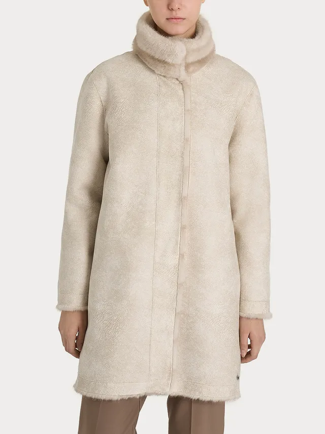 Ragno Cappotto Double-Face Vegan Fur Champignon con Cintura