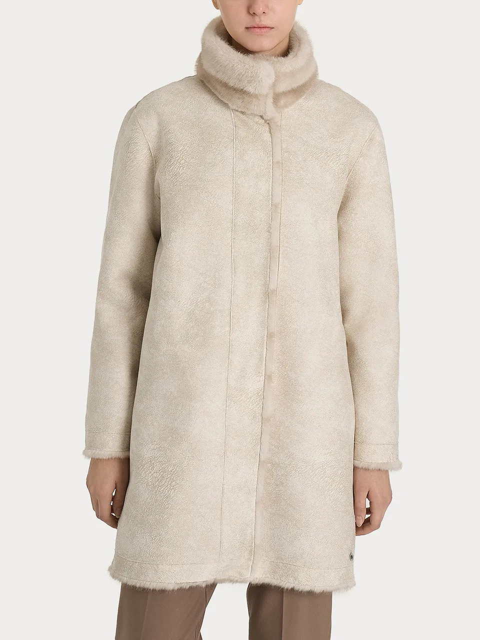 Ragno Cappotto Double-Face Vegan Fur Champignon con Cintura