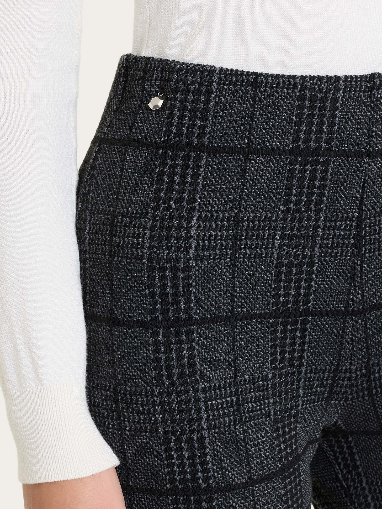 Ragno Pantalone dritto check donna Fant.Nero jacquard