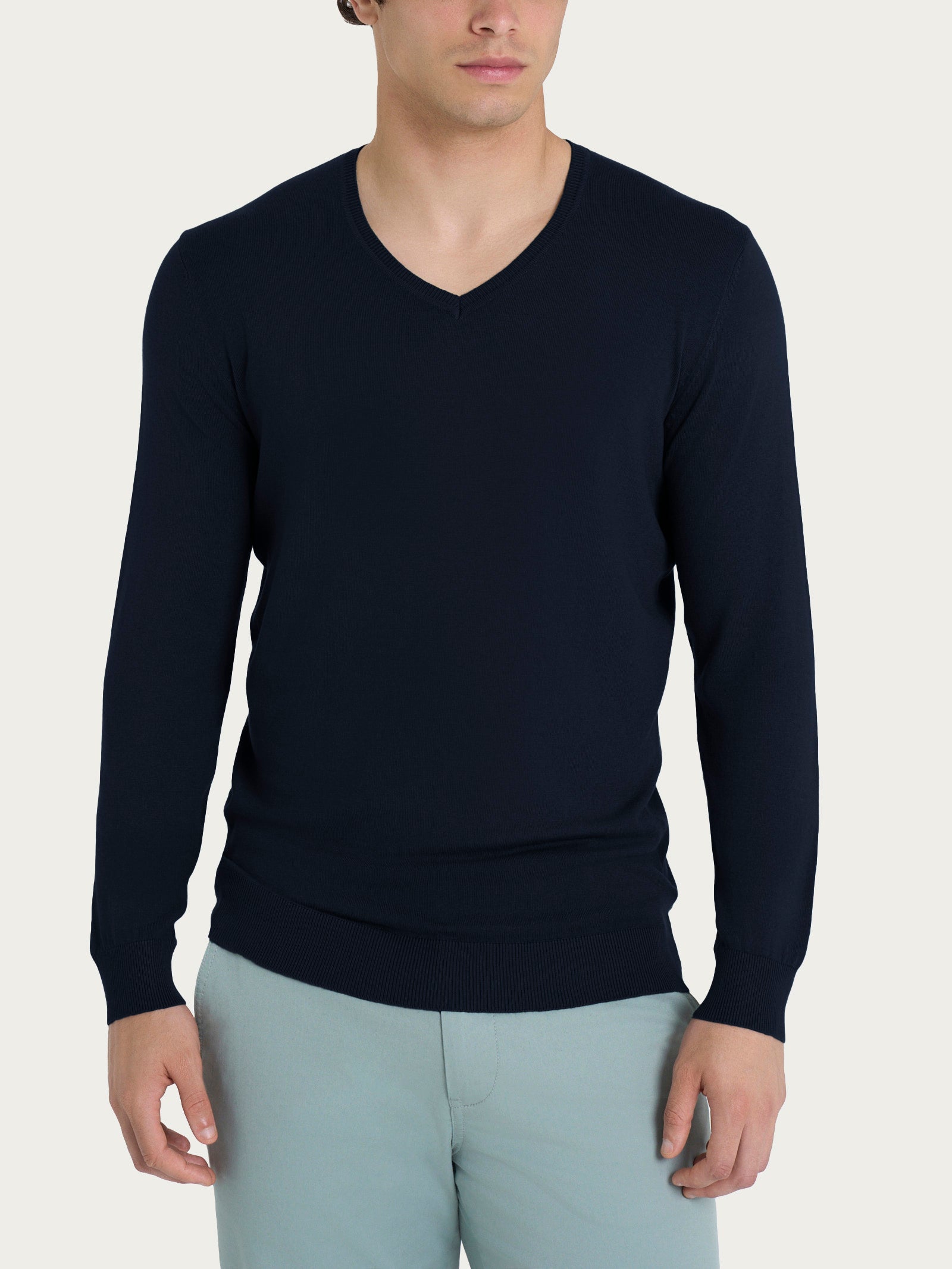 Ragno Summertime pull scollo V uomo Bleu viscosa