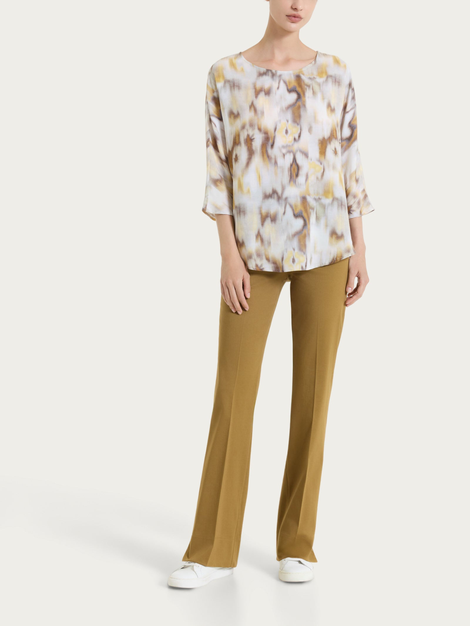 Ragno Satin Power pantalone flare Dull Gold verde cotone