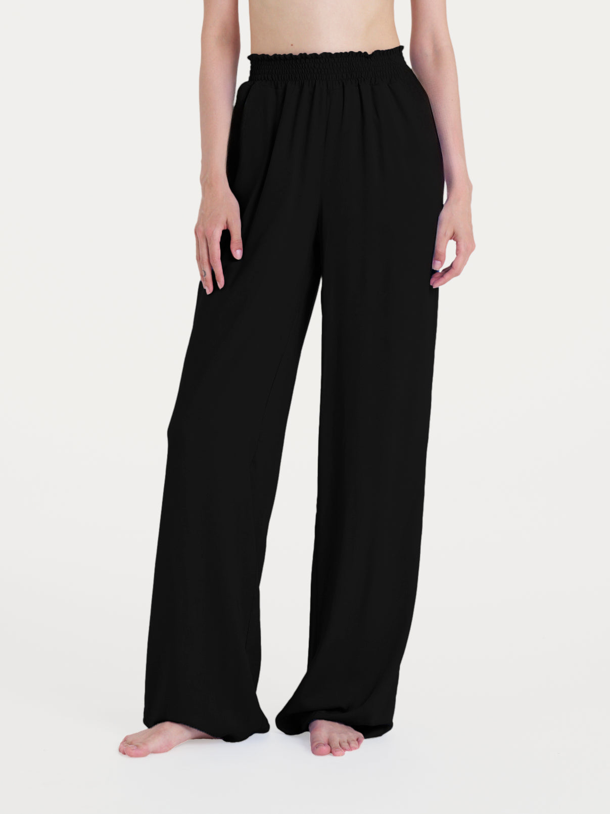 Ragno EcoSeta Pantalone Donna Nero Ampio Wide Leg Viscosa
