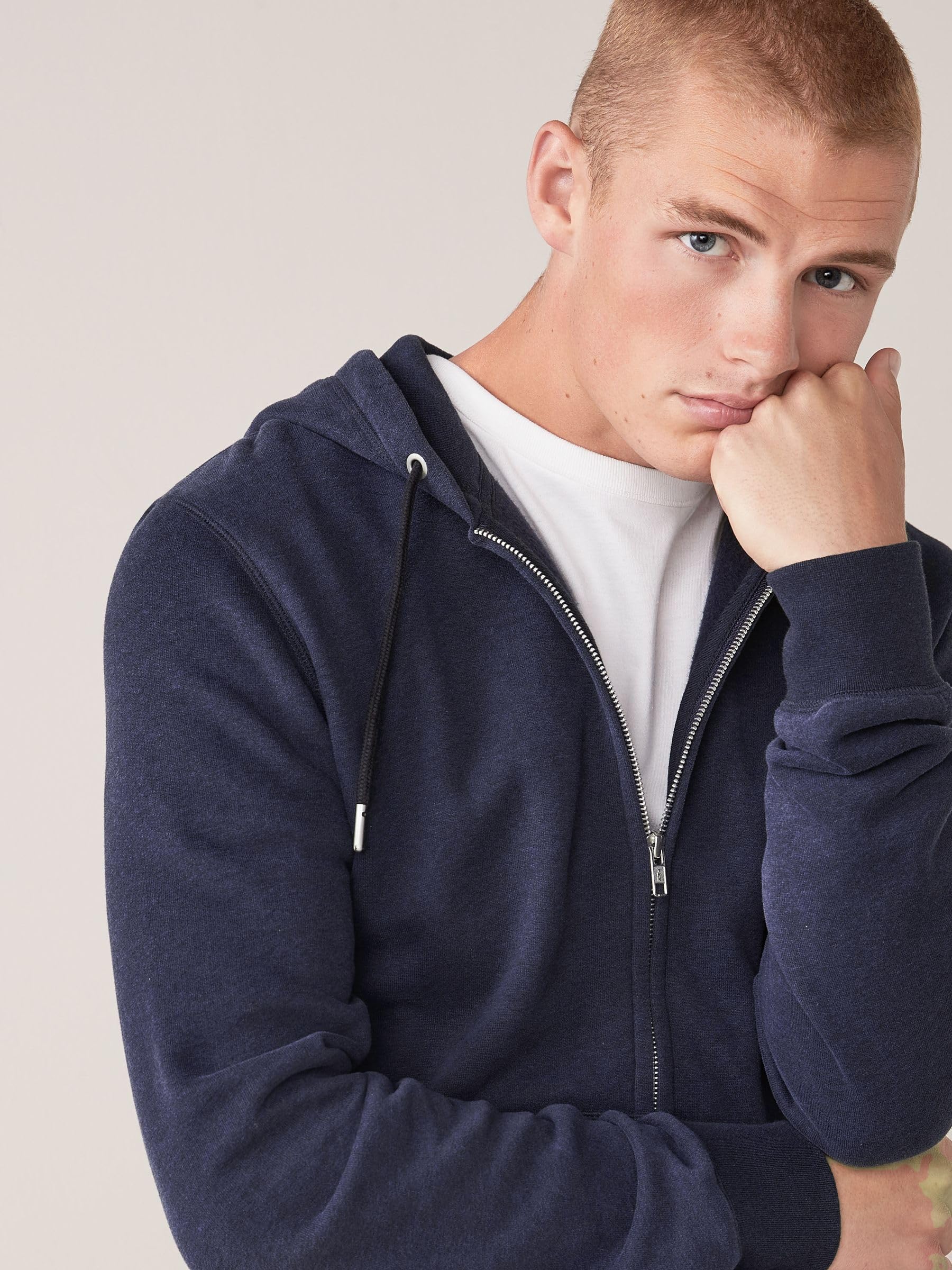 Next felpa zip-up uomo cappuccio cotone spazzolato 3XL
