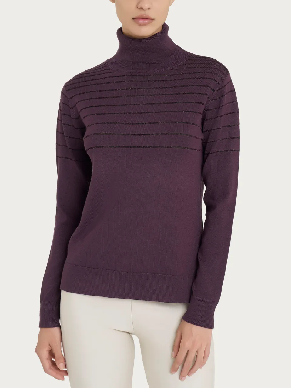 Ragno Four Seasons Dolcevita righe lurex Viola Plum Perfect
