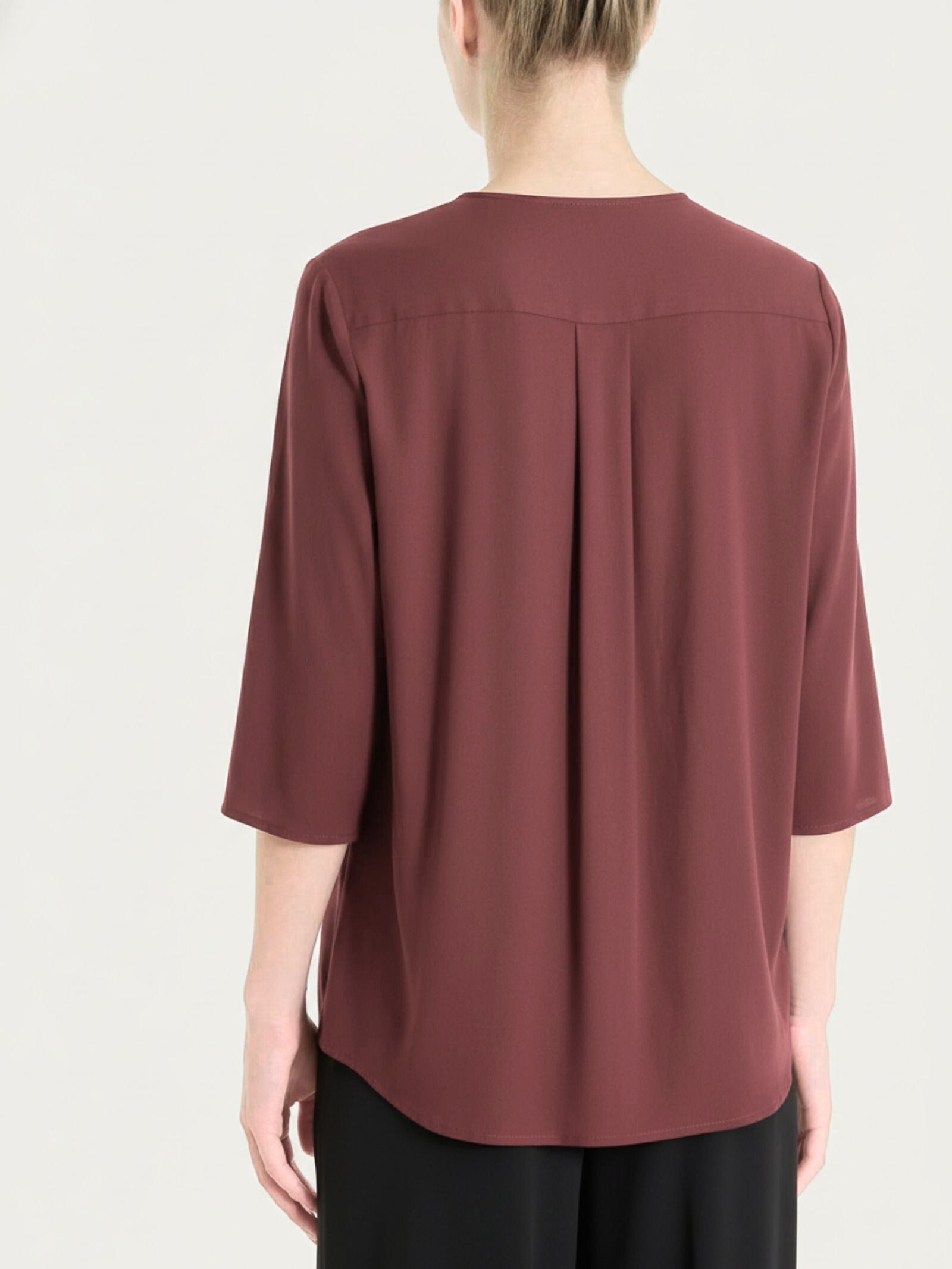 Ragno Voile Stretch Blusa Scollo V Mahogany Manica 3/4